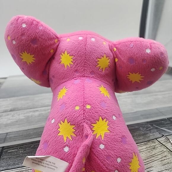 2008 TOTS Lets Make Some Noise Pink Elephant with Starbursts Plush Stuffy [87] - Picture 7 of 10